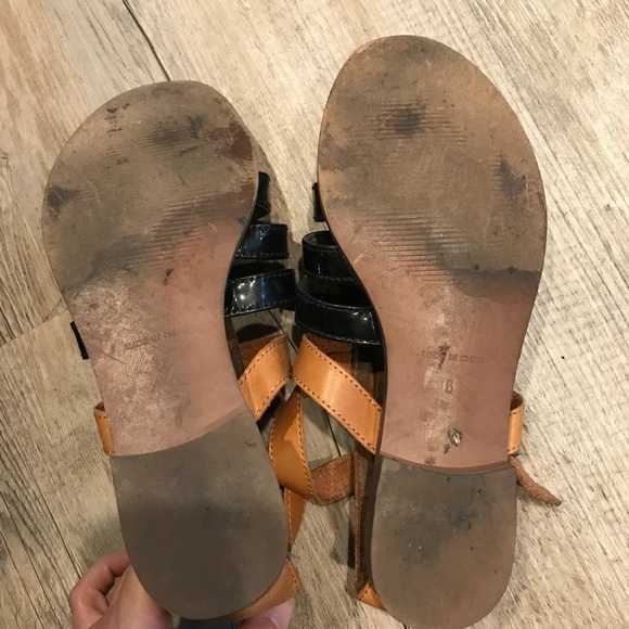 Madewell patent black and brown flat sandals sz 6 - Picture 4 of 4